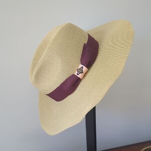 Coolibar Tan Sun Hat with Purple Band